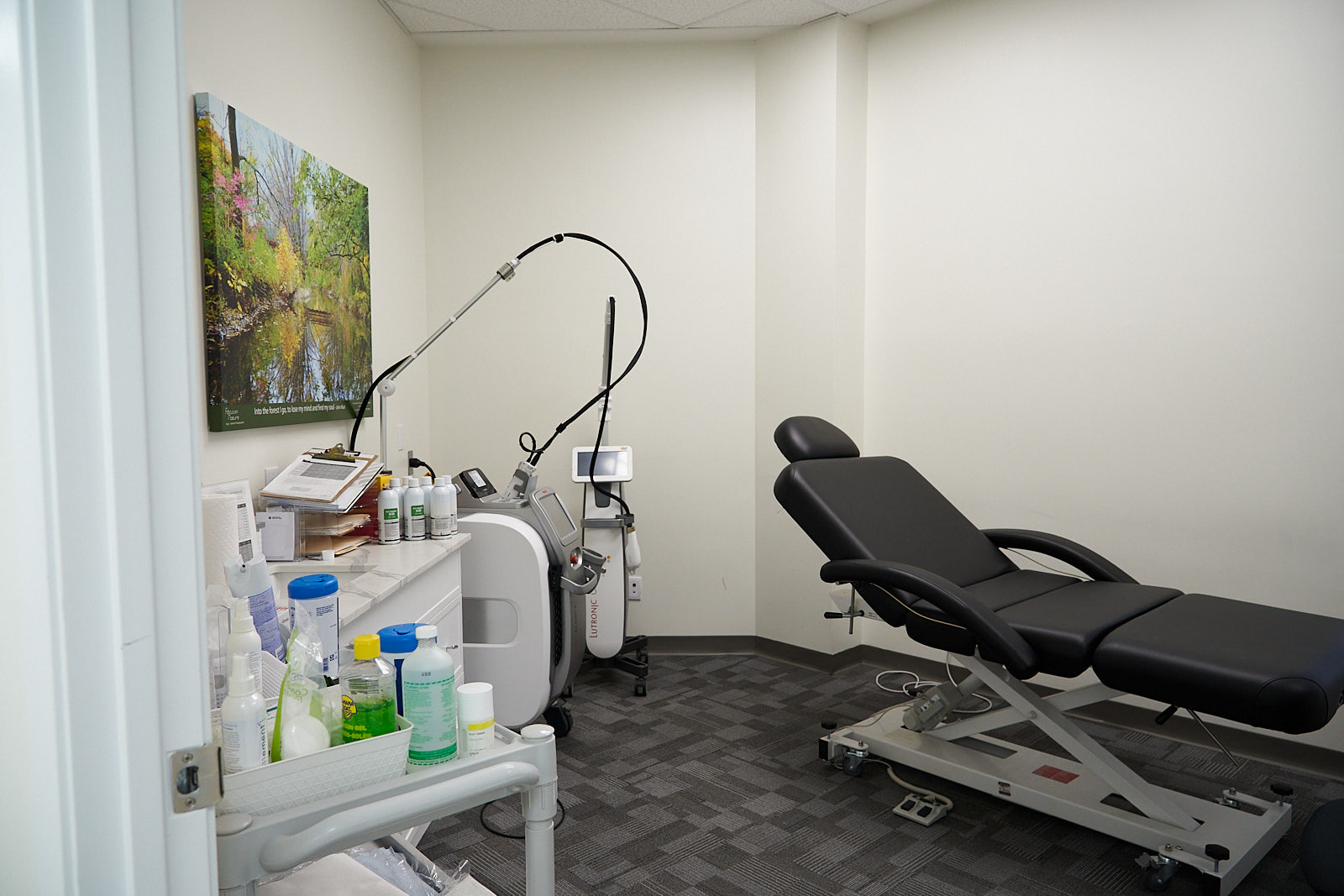 Treatment room used for aesthetics and laser procedures