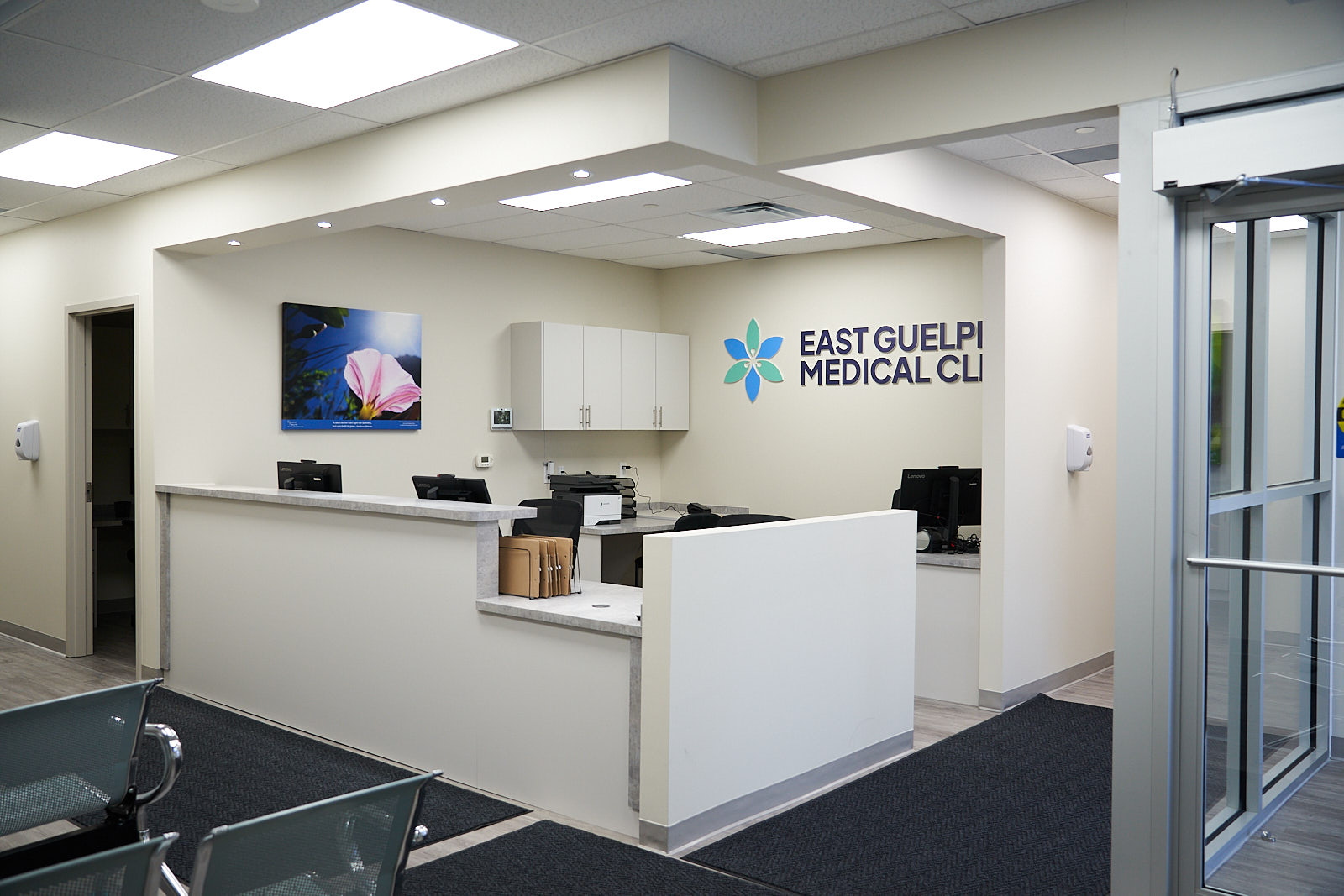 Unit A1 reception desk and check-in area