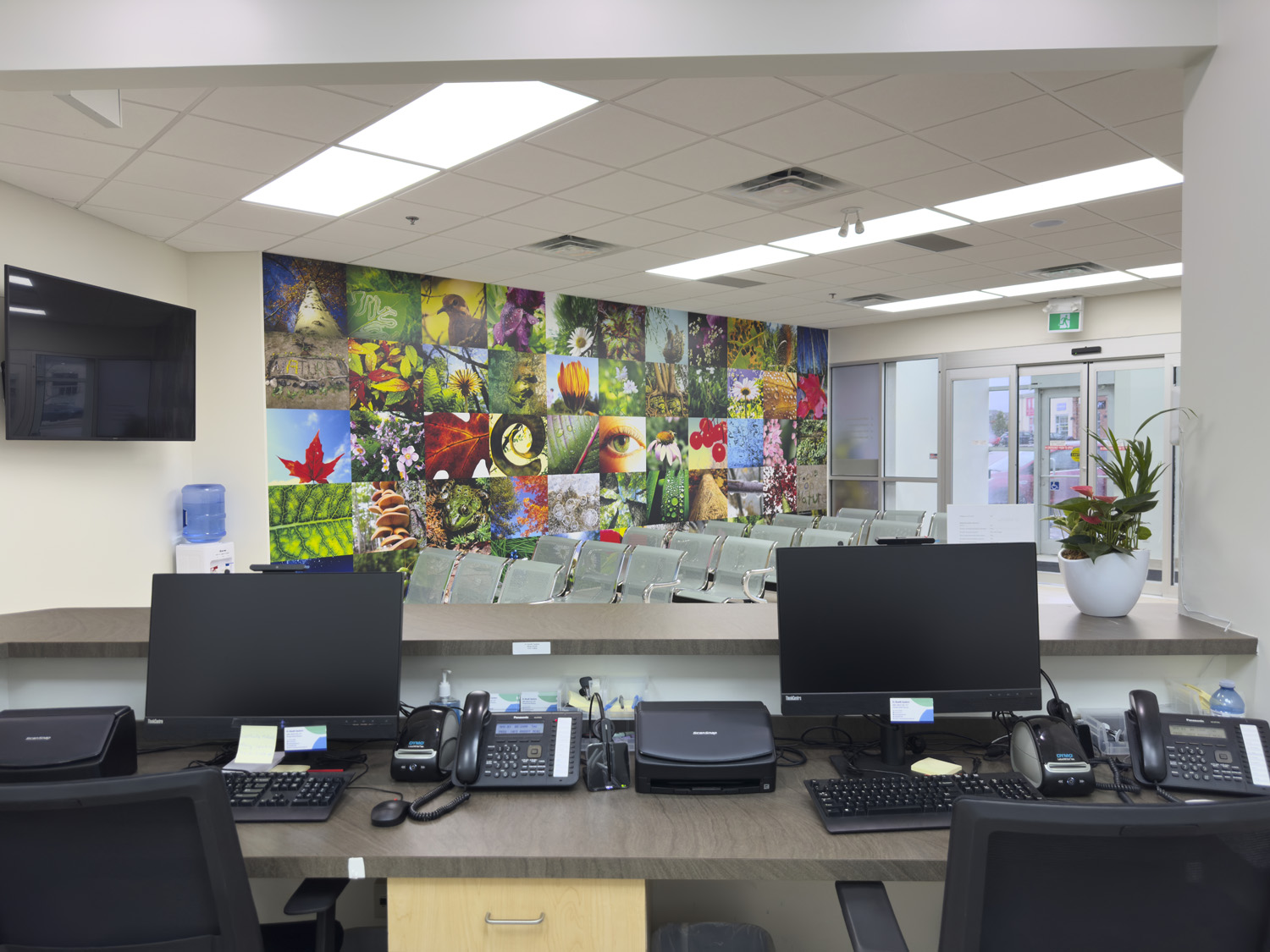 Check-in stations at the clinic reception counter